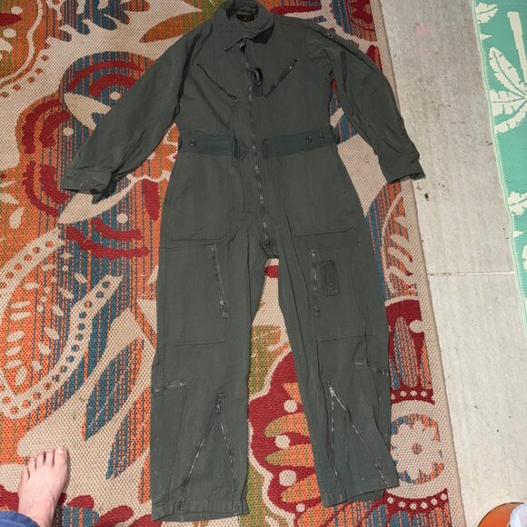 Real USAF Pilot Flight Suit Jumpsuit 70s Vtg CWU-27/P L Reg irlift Vietnam Era - Picture 1 of 12